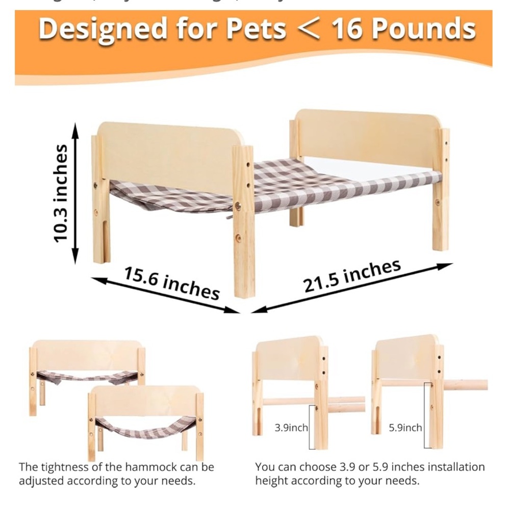 Wooden Pet Bed..Stackable..Adjustable for small animals..(NWT) - Picture 5 of 6